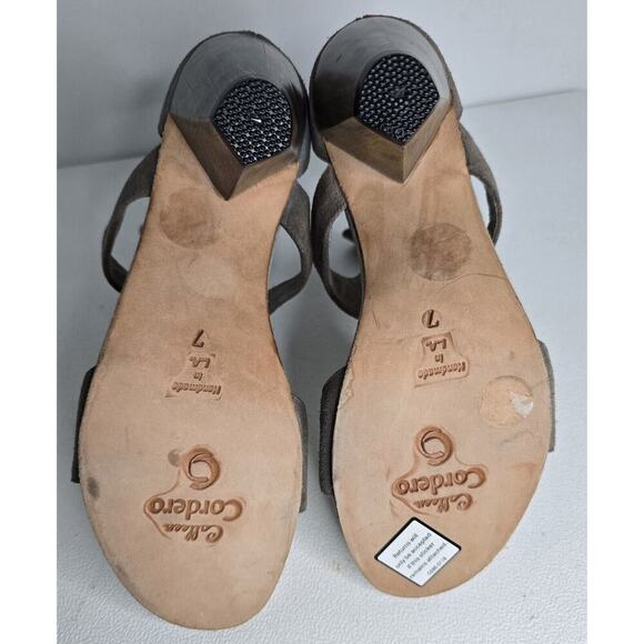 Calleen Cordero Sandals Taupe Glitter Suede Gladiator Heels SZ 7 Shoes New NWOB - Picture 8 of 10